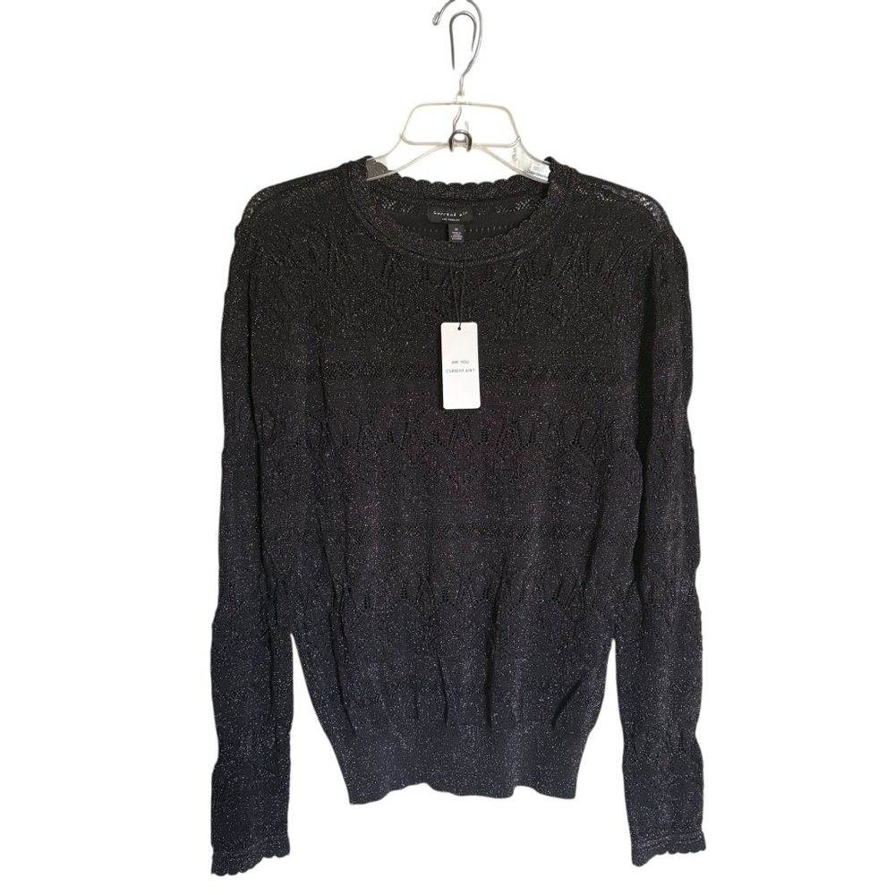 Anthropologie Current Air Los Angeles Medium Black Metallic Knit Top Whimsigoth